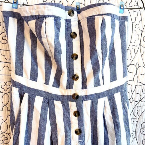 American Eagle Jumpsuit Romper Womens S Strapless  Blue White Striped - Picture 3 of 8